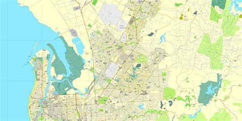 Adelaide Pdf Map Vector Australia Printable City Plan V329 Editable