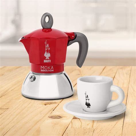 Bialetti Moka Induction 6 Cup Stovetop Espresso Coffee Maker Red