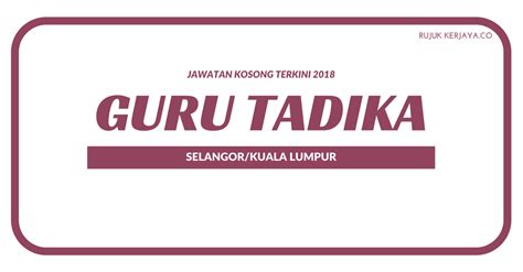 Guru tadika perempuan, berumur lebih daripada 25 tahun, separa masa atau penuh masa diperlukan segera di smart reader kids taman equine, seri kembangan, selangor untuk mengajar bahasa melayu/islam dan menjaga kanak kanak. Jawatan Kosong Terkini Guru / Guru Tadika ~ Minima SPM ...