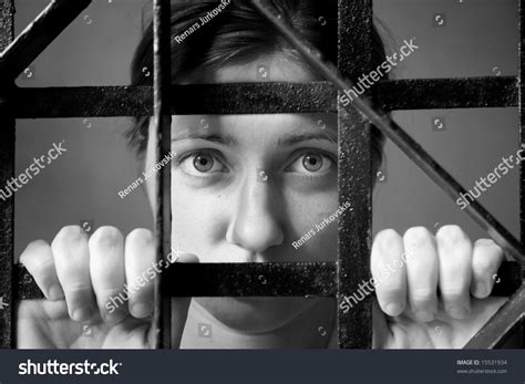Trapped Woman Behind Iron Bars Stock Photo 15531934 Shutterstock