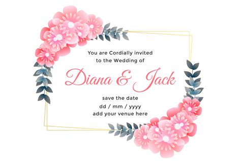 Beautiful Flower Decorative Wedding Card Design Download Free Vector