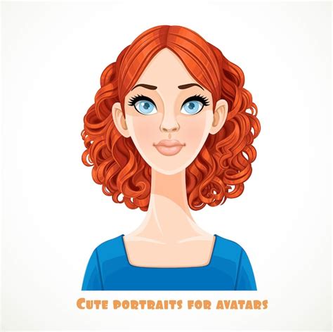 schöne blauäugige rothaarige frau mit einem lockenhaarporträt für den avatar der auf weißem