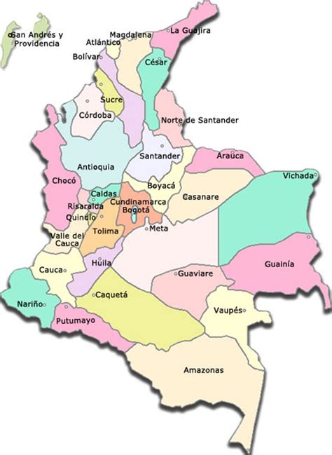 Empezamos con el mapa político de colombia tamaño grande, subdividido en regiones representadas en diferentes colores. Información e imágenes con Mapas de COLOMBIA Político ...