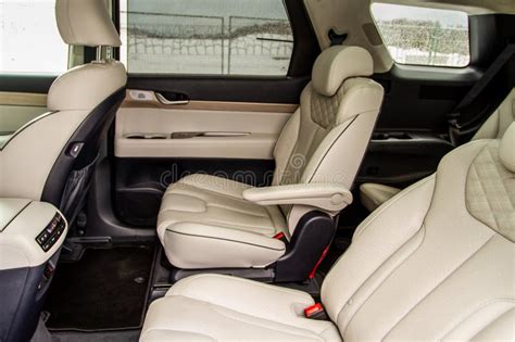 Second Row Captains Chairs Of The Modern Suv Car Inside Stock Image