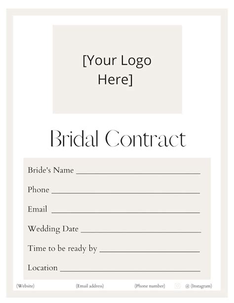 Editable Bridal Makeup Contract Template Etsy