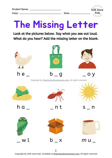 Find Missing Letter Phonics Sounds Worksheets Vocabulary Game Etsy India