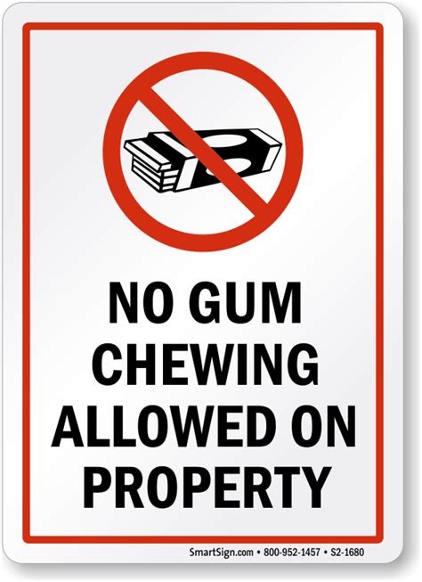 No Chewing Gum Signs No Gum Allowed Signs