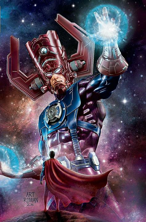 Epic Showdown Superman Vs Galactus In Marvel Comic Book Artwork