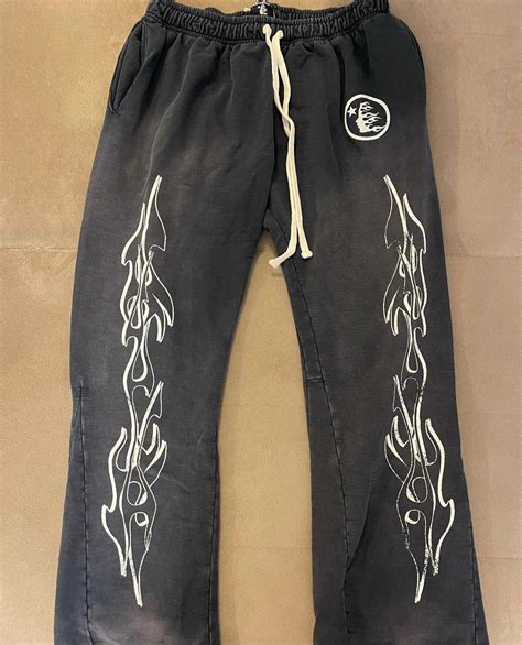 Streetwear Hellstar Flare Black Flame Pants Grailed