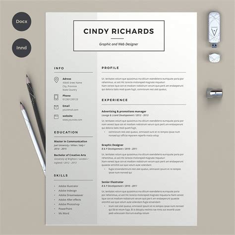 Elegant Resume Template Creative Resume Cv Template Cover Letter My Hot Sex Picture