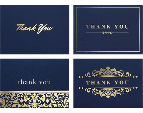 Buy 100 Thank You Cards Bulk Thank You Notes Bold Navy Blue Gold