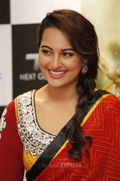 Sonakshi Sinha Was Beautiful As Ever In A Red Sari Side Braid And A Smile At The Launch Of The