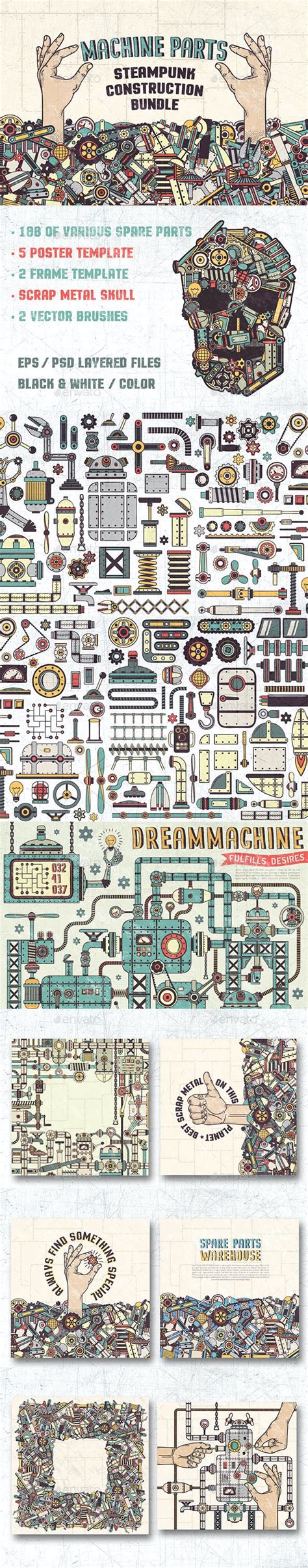 Steampunk Machine Parts Pack By Agor2012 Graphicriver