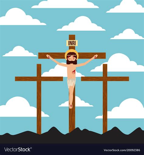 Crucifixion Of Jesus Christ Three Crosses Vector Image