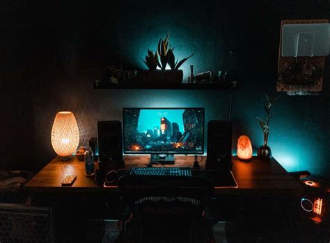 Image Of Gamer Room With Lights Creating Optical Illusions Free