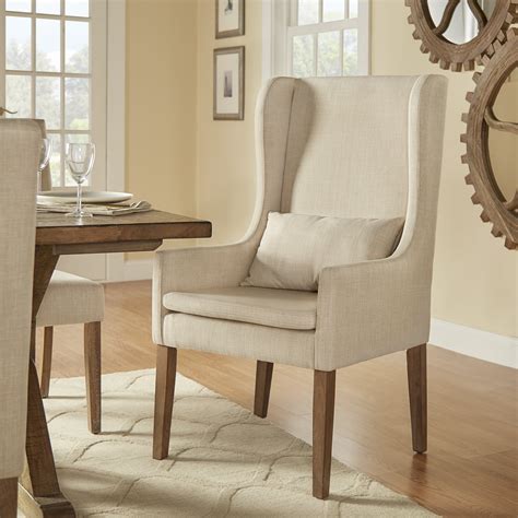 Weston Home Josephine Linen Wingback Dining Chair With Throw Pillow