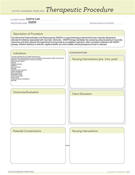 Active Learning Template Therapeutic Procedure Form Active Learning