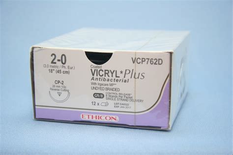 Ethicon Suture Vcp762d 2 0 Vicryl Plus Antibacterial Undyed 8 X 18