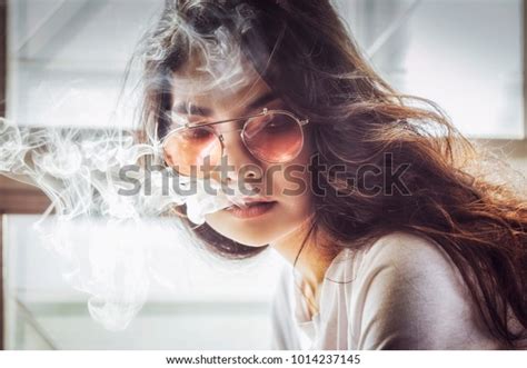 Beautiful Asian Woman Smoking Stock Photo 1014237145 Shutterstock