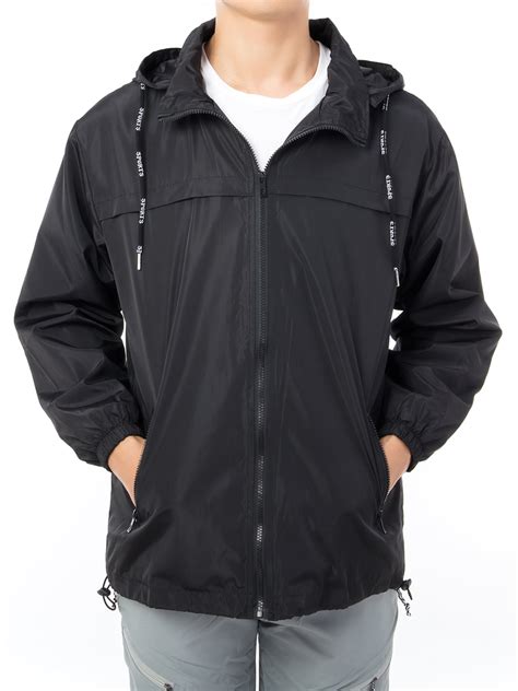 Mens Hooded Winter Jacket Waterproof Jacket Lightweight Rain Jacket Outdoor Casual Sportswear ...