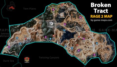 Rage 2 ark locations map. Broken Tract Rage 2 Map | game-maps.com
