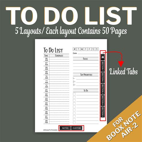 Boox Note Air 2 To Do List To Do List Templates Daily Etsy