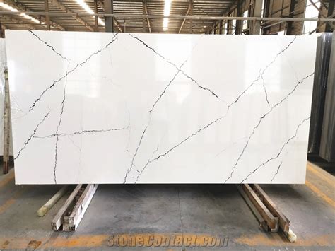 White Calacatta Quartz Stone Slab With Black Veins China From China