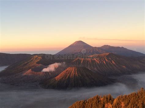 Mount Bromo Volcano At Dawn East Java Indonesia Stock Image Image