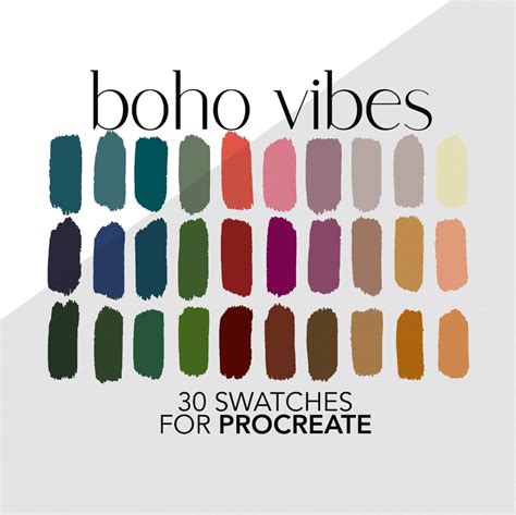 Color Palette For Procreate Boho Vibes Color Swatches 30 Etsy In 2021