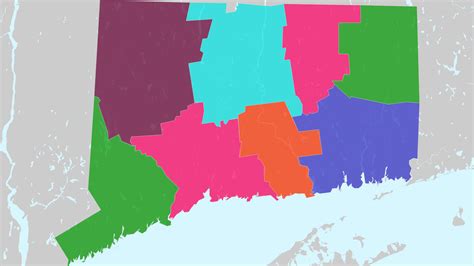 Counties Of Connecticut Interactive Colorful Map