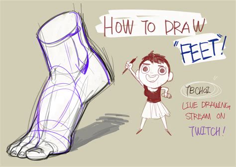 Draw the overall shape of the back of the foot with that in mind. TB Choi - HOW to draw FEET LIVE STREAM