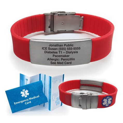 Custom Engraved Silicone Sport Medical Alert Id Bracelet Red Walmart