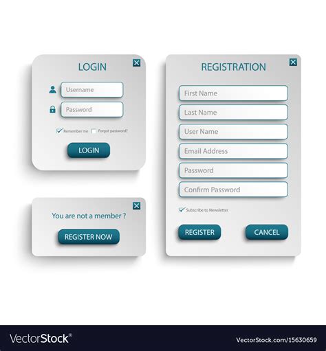 Collection Login And Register Web Screen Vector Image