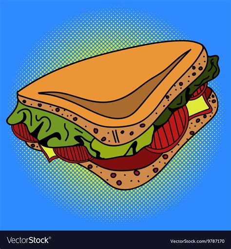 Sandwich Pop Art Royalty Free Vector Image Vectorstock