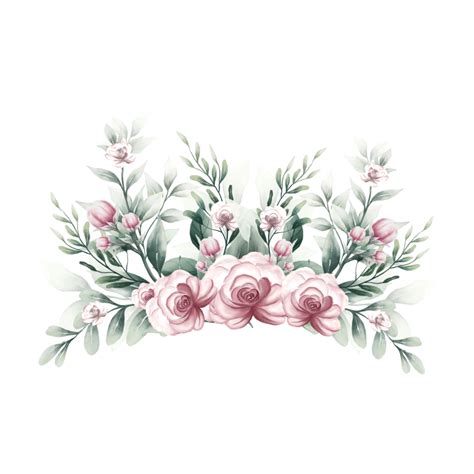 Bouquet Of Pink Watercolor Flowers 13855115 Png
