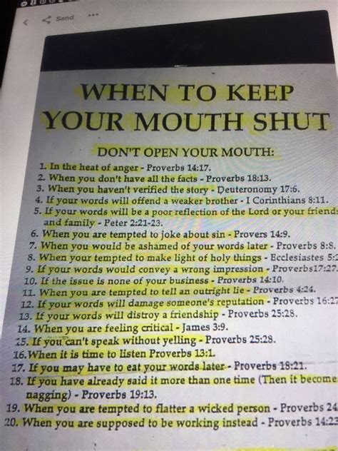 a computer screen with the words when to keep your mouth shut