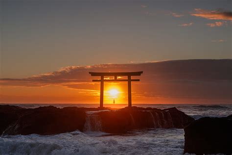 Japan Nature Sunset Sea Arch Torii Hd Wallpaper Pxfuel