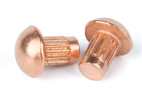 Red Copper Pan Head Knurling Rivets Roud Head Knurled Rivets Rivets For