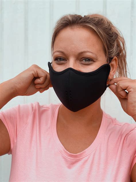 Black Neoprene Face Mask Washable Reusable Mask Etsy