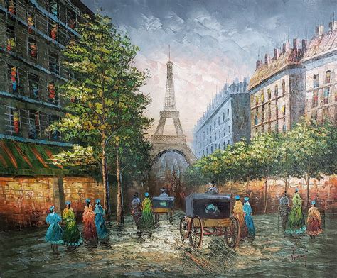 Vintage Eiffel Tower Original Oil Painting On Canvas Street Etsy