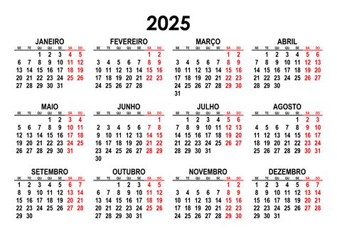 Calendário 2025 A3 Calendarios365su
