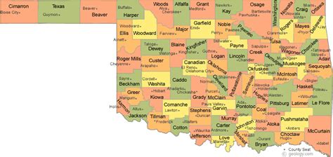 Oklahoma Map Of Counties And Towns Ebonee Magdalene