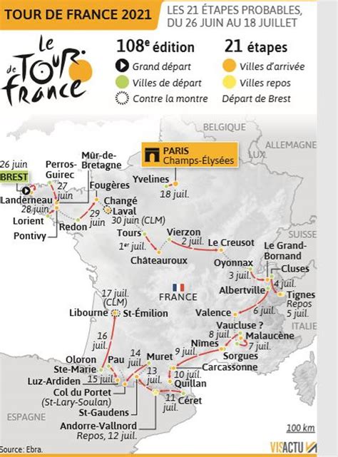 The 108th edition of la grande boucle features more than. Tour De France 2021 Brest Parcours - Carte Bonne Année 2022