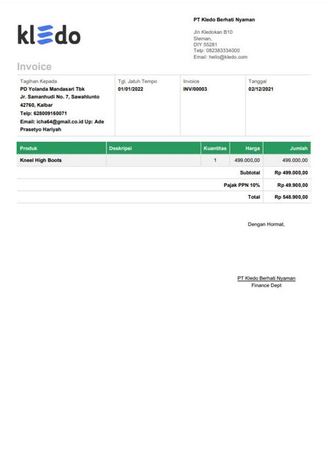 Contoh Invoice Template Excel Contoh Jul My Xxx Hot Girl
