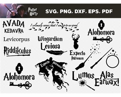 Harry Potter MAGIC SPELLS SVG Bundle 35+ SVG, PNG, DXF, PDF