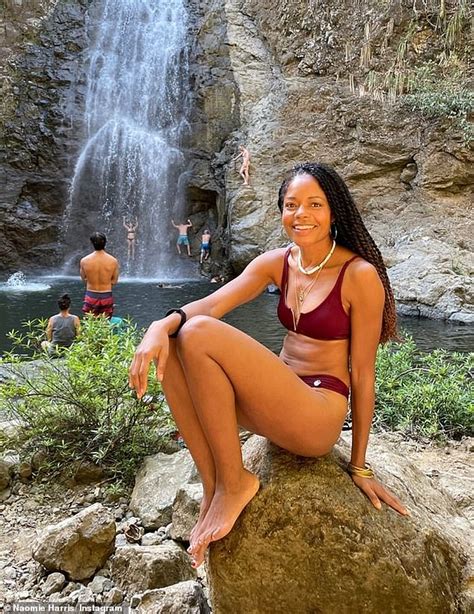 Naomie Harris Shows Off Her Toned Physique In A Skimpy Burgundy Bikini In Costa