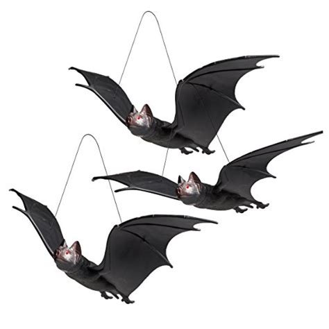Prextex Halloween DÉcor Realistic Squeaking Hanging Rubber Bats 3