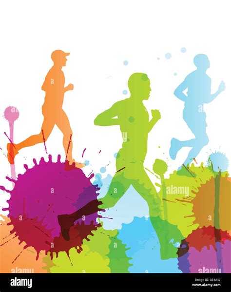 Runners Abstract Color Splash Vector Background For Poster Stock Vector