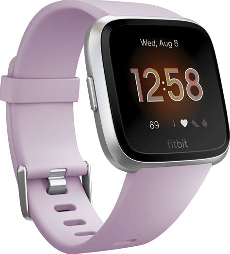 Fitbit Versa Lite Smartwatch With Small And Large Band Lilacsilver Aluminum Wgl 1 S