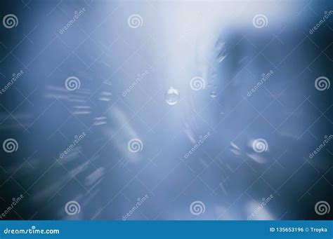 Water Drops Abstract Blue Raining Background Stock Photo Image Of